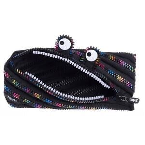 Zipit Special Edition Monster Pencil Makeup Pouch Black And Rainbow
